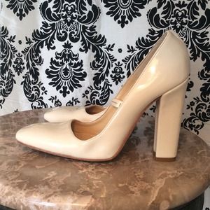 Rare M by Madonna patent leather ivory heels
