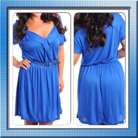 Dresses & Skirts - Blue V-Neck Dress plus size 1X Last One