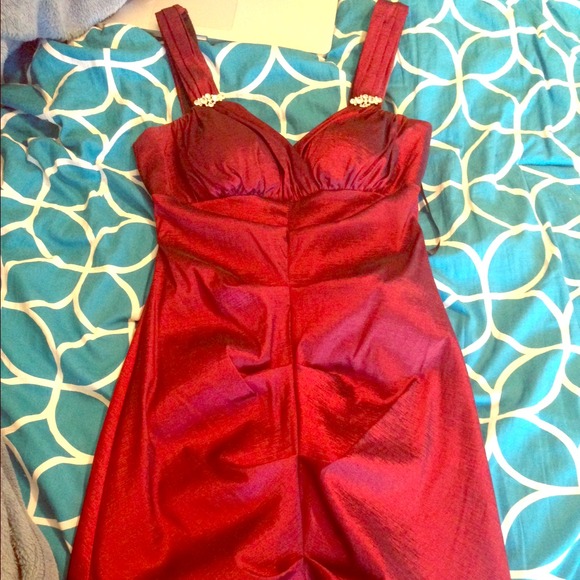 Tight, red party dress