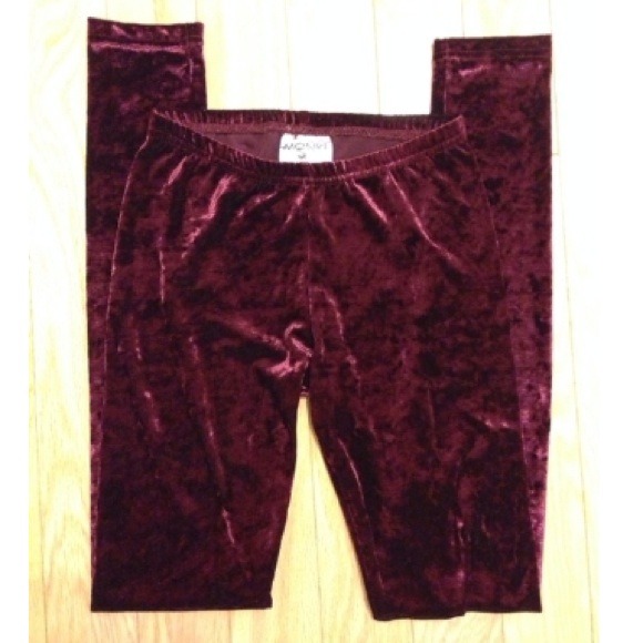 Velvet Burgandy Leggings