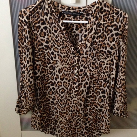 💜💜💜SOLD💜💜💜💜Zara animal print top - Picture 1 of 4
