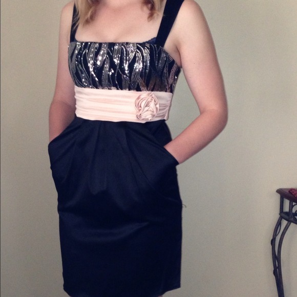 Black pink cocktail dress