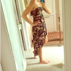 Floral Hi Low strapless dress!