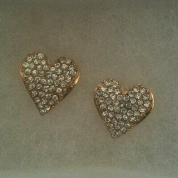 Heart Rhinestone Stud Earrings - Picture 2 of 2