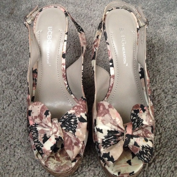 Sling back floral peep toe sandal heels