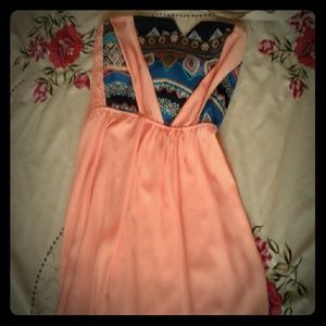 Unique  Long Peach Dress