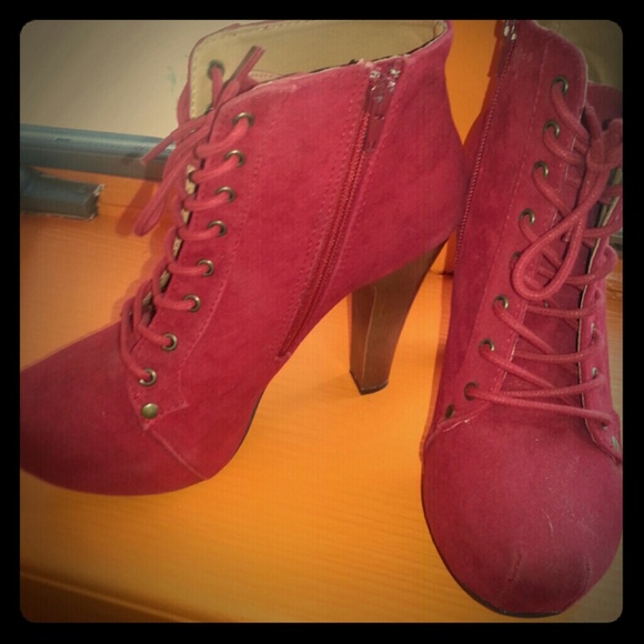 RED Charlotte Russe laced boots (very comfy )