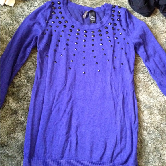 Purple tunic length sweater