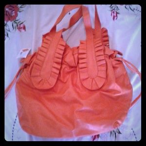 Nice Size Orange Ruffle  Purse