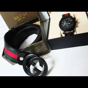 Gucci belt and matching watch