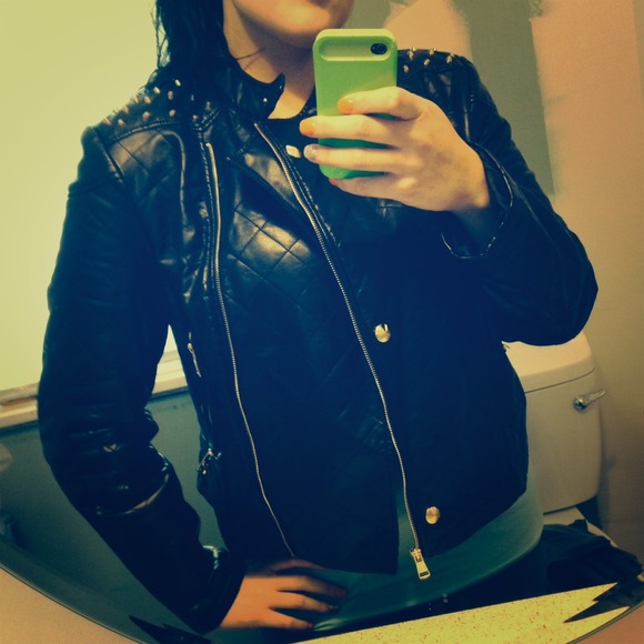 Faux leather motorcycle jacket