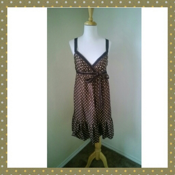 ✂REDUCED✂BCBG brown and white polka dot dress - Picture 1 of 1