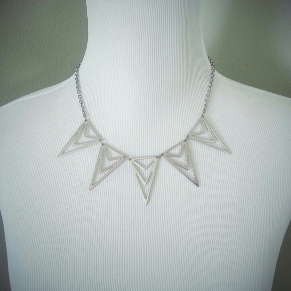 Silver Geometric Bib Necklace