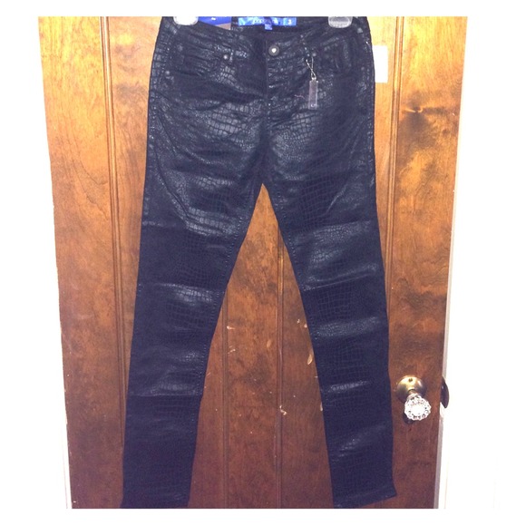 snake print black Sz 3 straight leg jeans