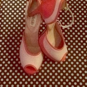 50's Meets Modern Day Pink Peep Toe D'Orsay Heels