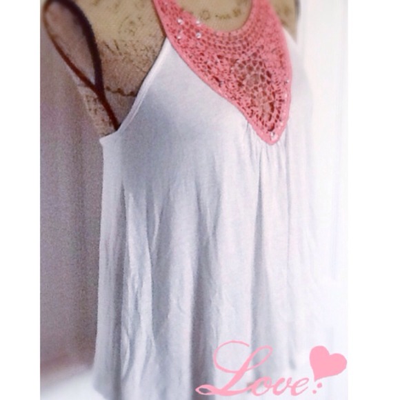 Coral Crochet Neck Tank