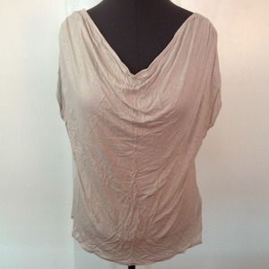 Taupe and gold cowl neck shirt
