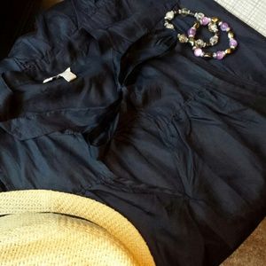 Dark Navy Blue Silk long top