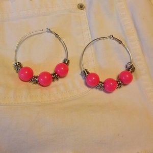 Pink hoop earings