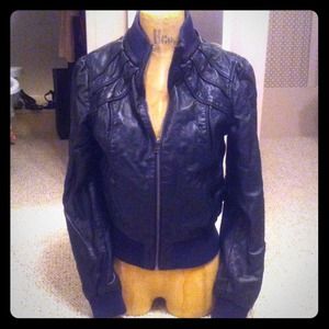Faux Leather Bomber