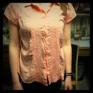 Maurice's peach button up shirt