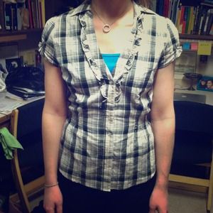 Cotton Express plaid button up top