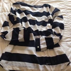 Striped high neck blouse