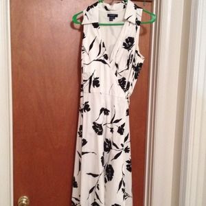 Chaps black and white wrap dress
