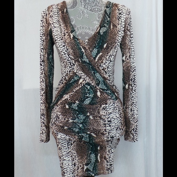Knee-length snake print jersey dress Size S/0 New