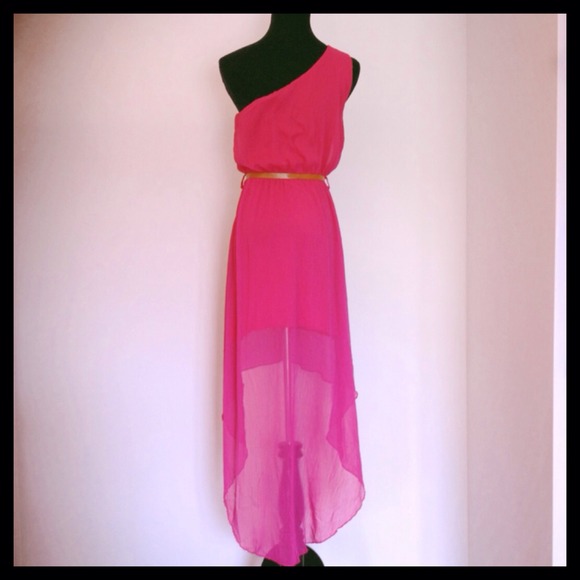 Hot Pink Hi-Low Dress - Picture 2 of 3