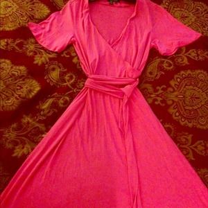 100% silk hot pink dress