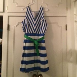 Blue and White Striped Dress