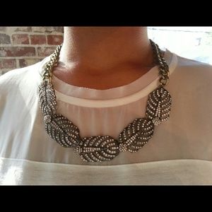 SOLD Grecian Crystal Leaf Necklace