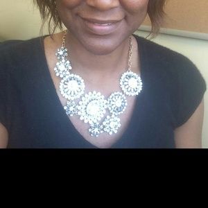 SOLD Floral Frost Bib Necklace