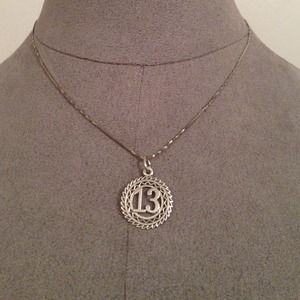 Lucky number 13 sterling silver necklace