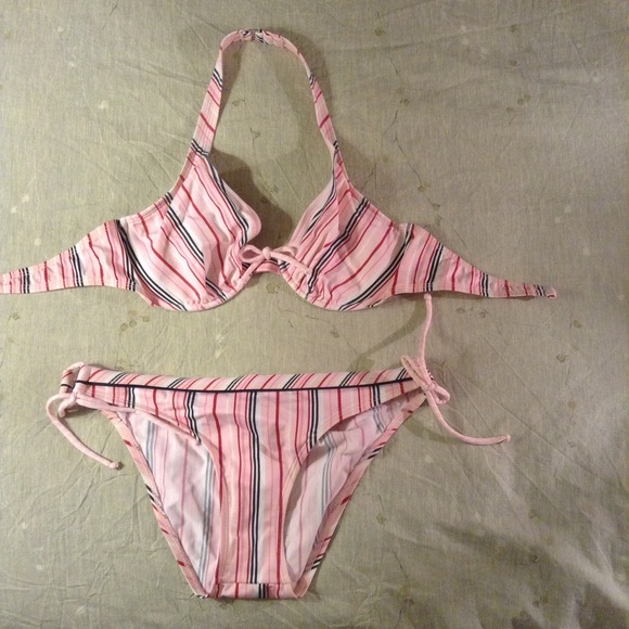 Pink Striped Esprit Bikini. New.
