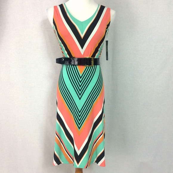 Tahari A.S.L. Dresses & Skirts - Tahari V-Neck, Belted Jersey Dress