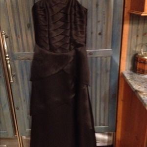 Rose Taft black strapless evening gown w/ shawl