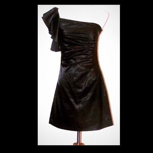 Arden B. Satin Pleated One Shoulder Dress