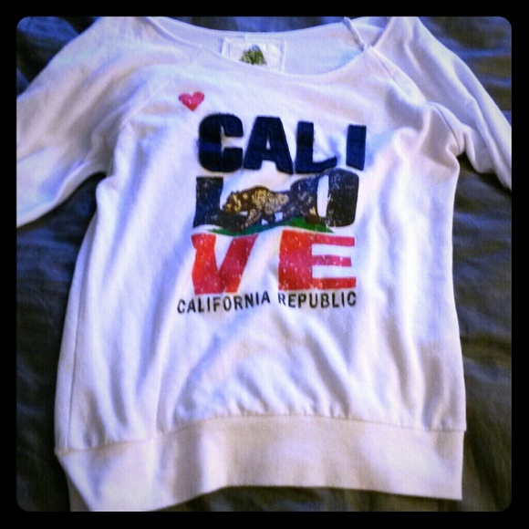 ?Cali #love? off shoulder sweater