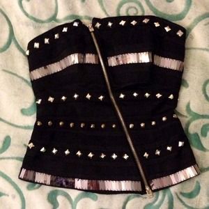 Bebe Studded Zipped Tube Top