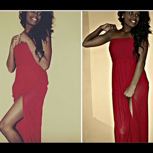 Long red dress