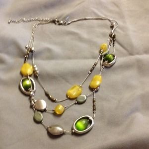 Mustard and green necklace