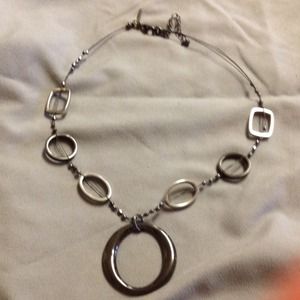 Silver and black modern necklace