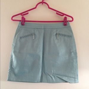 Coated Turquoise Mini Skirt