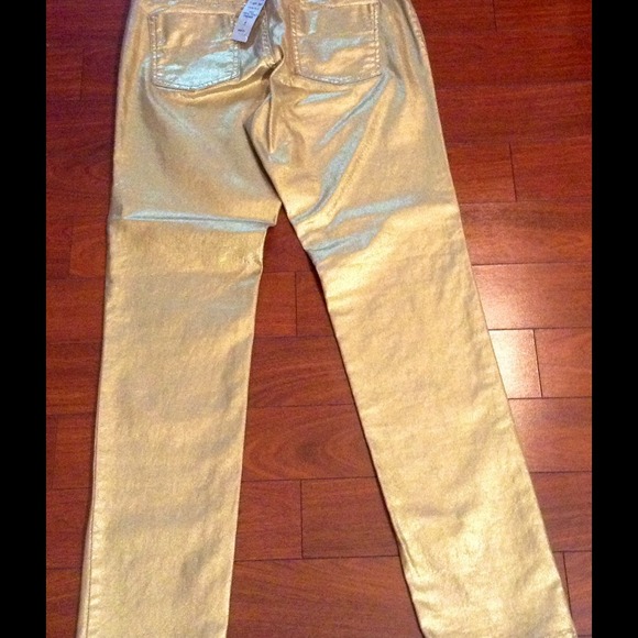 PRICE ✂️NWT AH-MAZING gold glimmer pants by Cache! - Picture 3 of 4