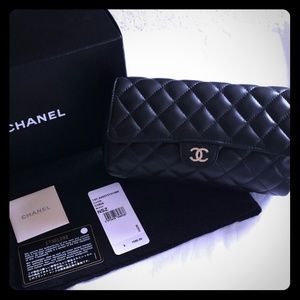 Chanel Black Lambskin Clutch/Cosmetic Case