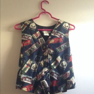 Postcard Print Vest