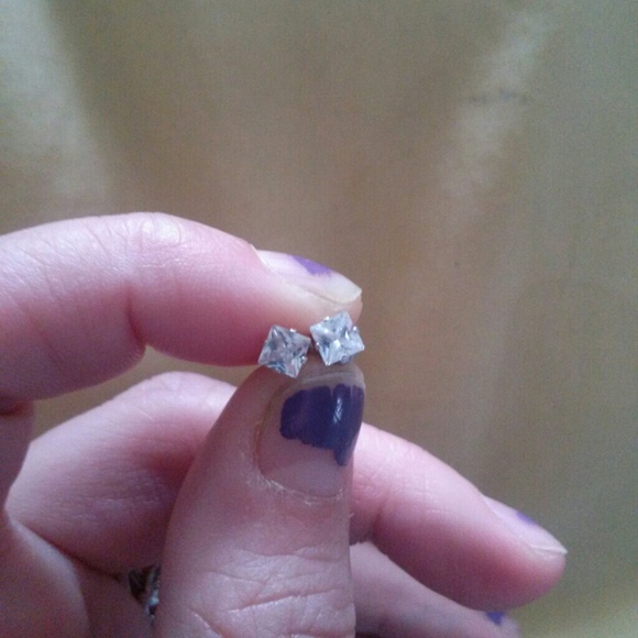 REAL Princess cut diamond earrings