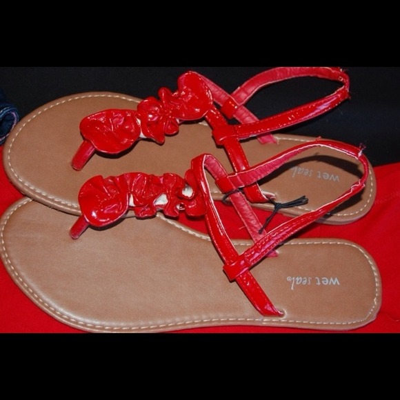 Wet Seal Red Ruffle Sandals
